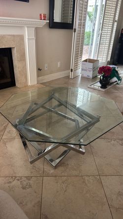 Glass Coffee Table with Chrome/ Silver Base