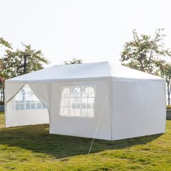 10'x20' Outdoor Party Tent, Large Wedding Birthday Tents for Parties, White Canopy Tent with 6 Removable Si det