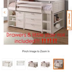 White Twin Louver Low Loft Bed