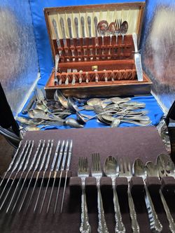 Large Vintage Silver Tone Silverwear Flatware Collection