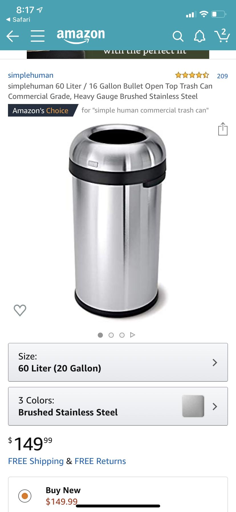 Gallon bullet trash can