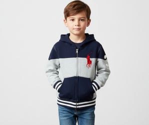 Polo Ralph Lauren Big Pony Hoodie Boys 4/4T Zip Front Gray Blue