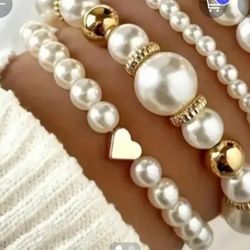 BANGLE BRACELET MIX &MATCH PEARL FASHION SET