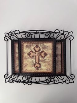 Rustic Religious Metal Cross Wall Plaques Set – 3 Piece Home Decor