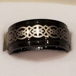 Tungsten Carbide Ring/ Band. Black And Gold. Size 6