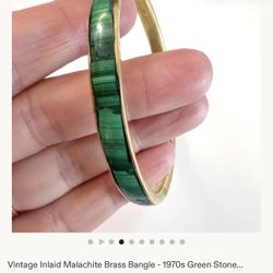 Brass Bangle Whit Malachite 