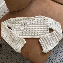 Knitted White Coverup Shirt 