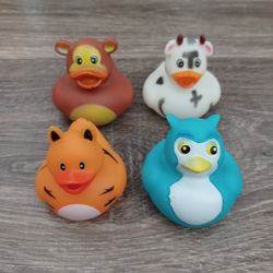 Monkey, Cow, Tiger, and Owl Rubber Duckies 