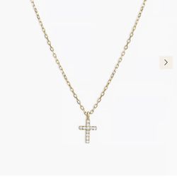 GORJANA Diamond Cross Necklace 14k Real Gold 