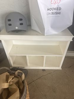 White Entryway Shoe Bench / Storage Cubby