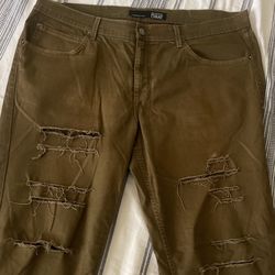 Rustic Dime Shredded Pants Olive Pants Size 38