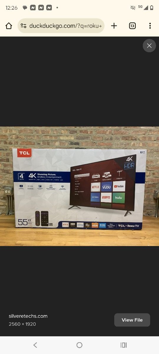 55 INCH ROKU TCL 4K UHD