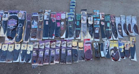 63 Packs Synthetic Hair Extensions – Up to 26” NEW – Bulk Lot