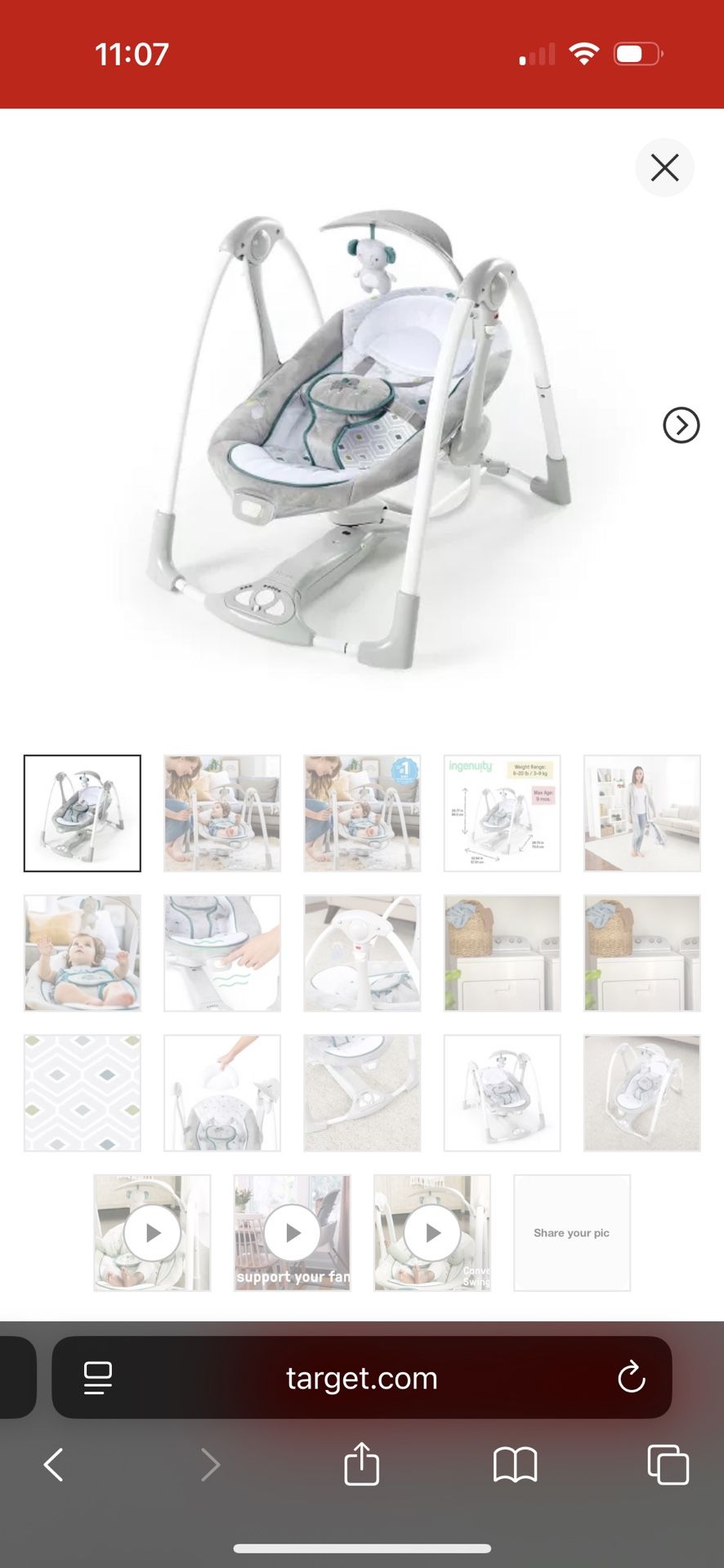 Ingenuity ConvertMe Baby Swing