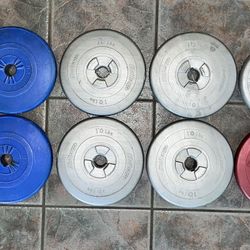 103.8LBS. Cement Weights, 1-Long bars, 2-Dumbbell Bars, (Tap On Photos For A Better View)