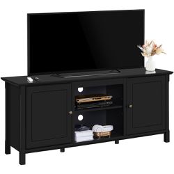 24.6in Height Mid-century TV Stand TV Console Table Black