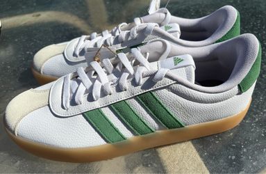 Adidas White Green Stripe Low-Top Sneakers