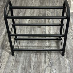 Adjustable Black Metal Shoe Rack – Compact and Sturdy