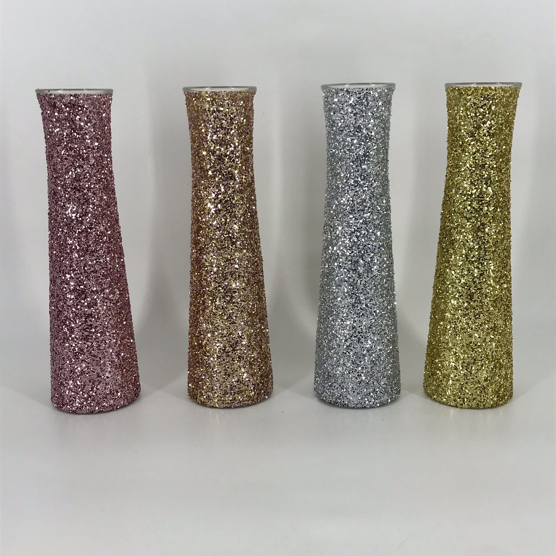 9” Glittered Bud Vases