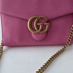  Bubble Pink GG Marmont Chain Wallet 
