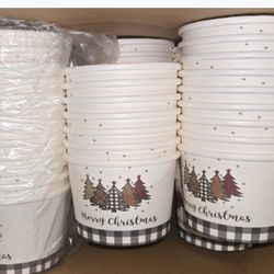 100 Pcs 9oz Merry Christmas Treat Snack Cups Paper