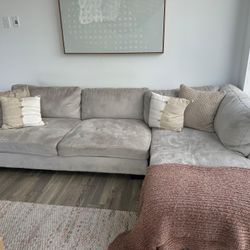 Sectional Sofa (Big, Comfortable, Grey, some minor stains) 