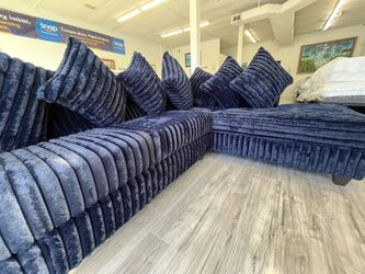 ✨ ROYALTY TREATMENT AWAITS YOU! ✨  🏆 Sectional  Sofa— Luxurious, Comfy & Affordable!  🛋️ Meet the Blue Corduroy Cloud Sectional — you