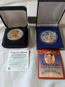 American Silver Eagle Coins Holographic and Colorized 1 oz