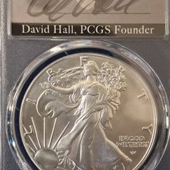Silver Eagle 2025 1st Strike David Hall Hand Signed Pcgs Ms70