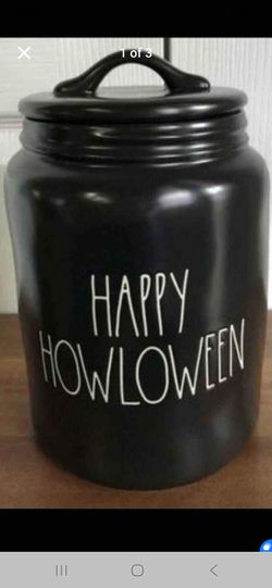 rae dunn HAPPY HOWLOWEEN canister