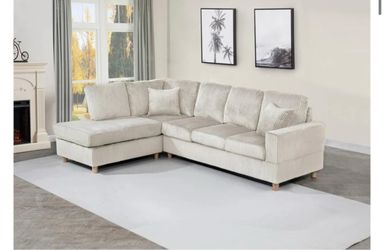 Beige Corduroy L-Shaped Sleeper Sectional Sofa w/ Pull-Out Bed, Storage Chaise & Drop-Down Cup Holder Table