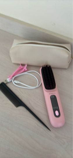 NUMOYA Pink Wireless Hair Straightener Brush Set