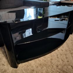 TV Stand - Three Level Black Glass Shelves 