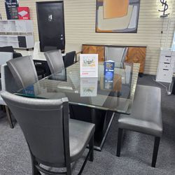 Glass Top Dining Table with 6 Chairs 🚚WE DELIVER🚚