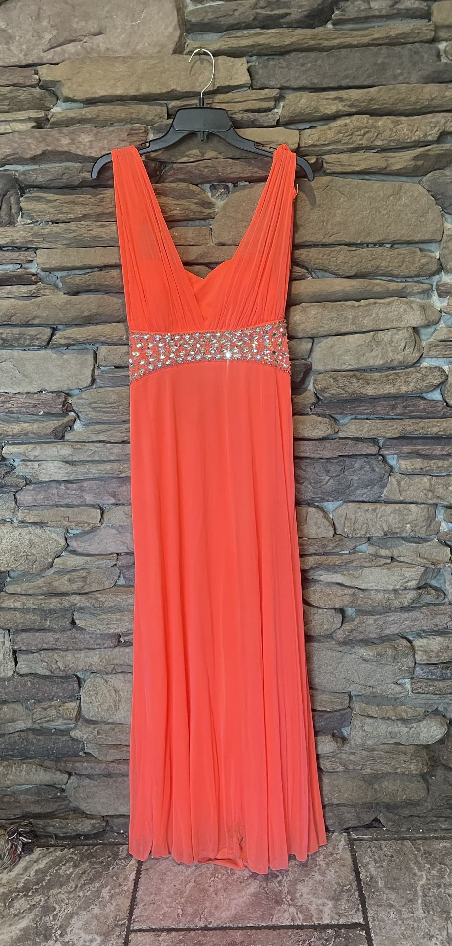 Sequin Hearts  Neon Pink/Orange Prom Dress 