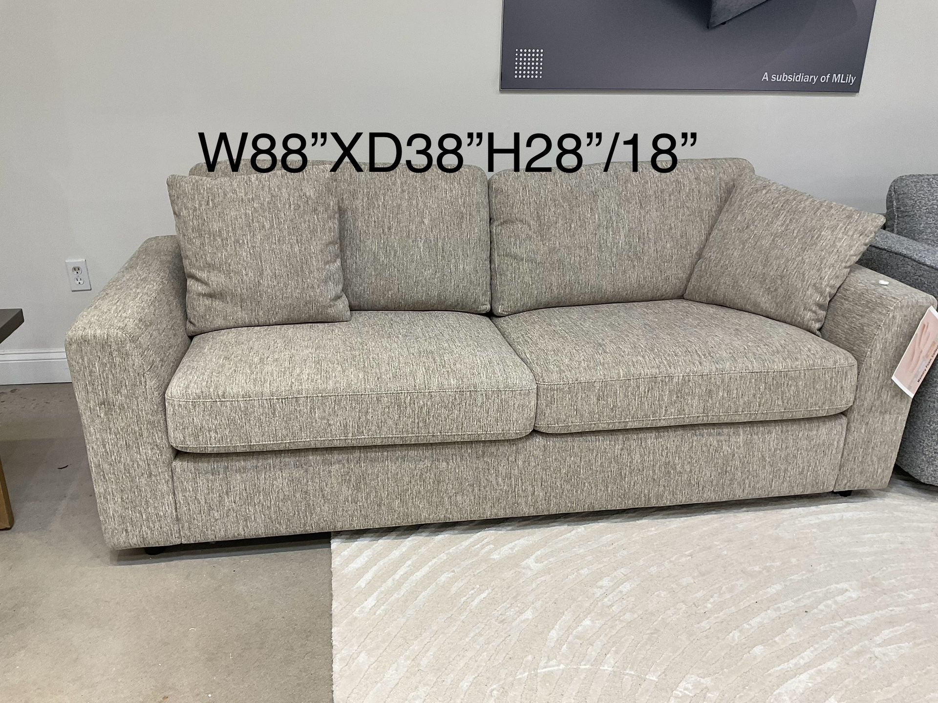 New Queen size double sleeper sofa gray color fabric