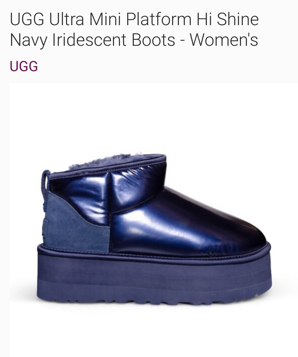 UGG Ultra Mini Platform Hi Shine Navy Iridescent Boots - Women's