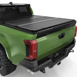 YITAMOTOR FRP Hard Tri Fold Truck Bed Tonneau Cover Fits For Toyota Tacoma 2024 2025 5 Ft Bed (Excl. Trail Edition) With Deck Rail System