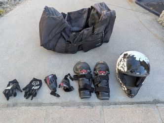 Dirt Bike Fox Helmet And Bag