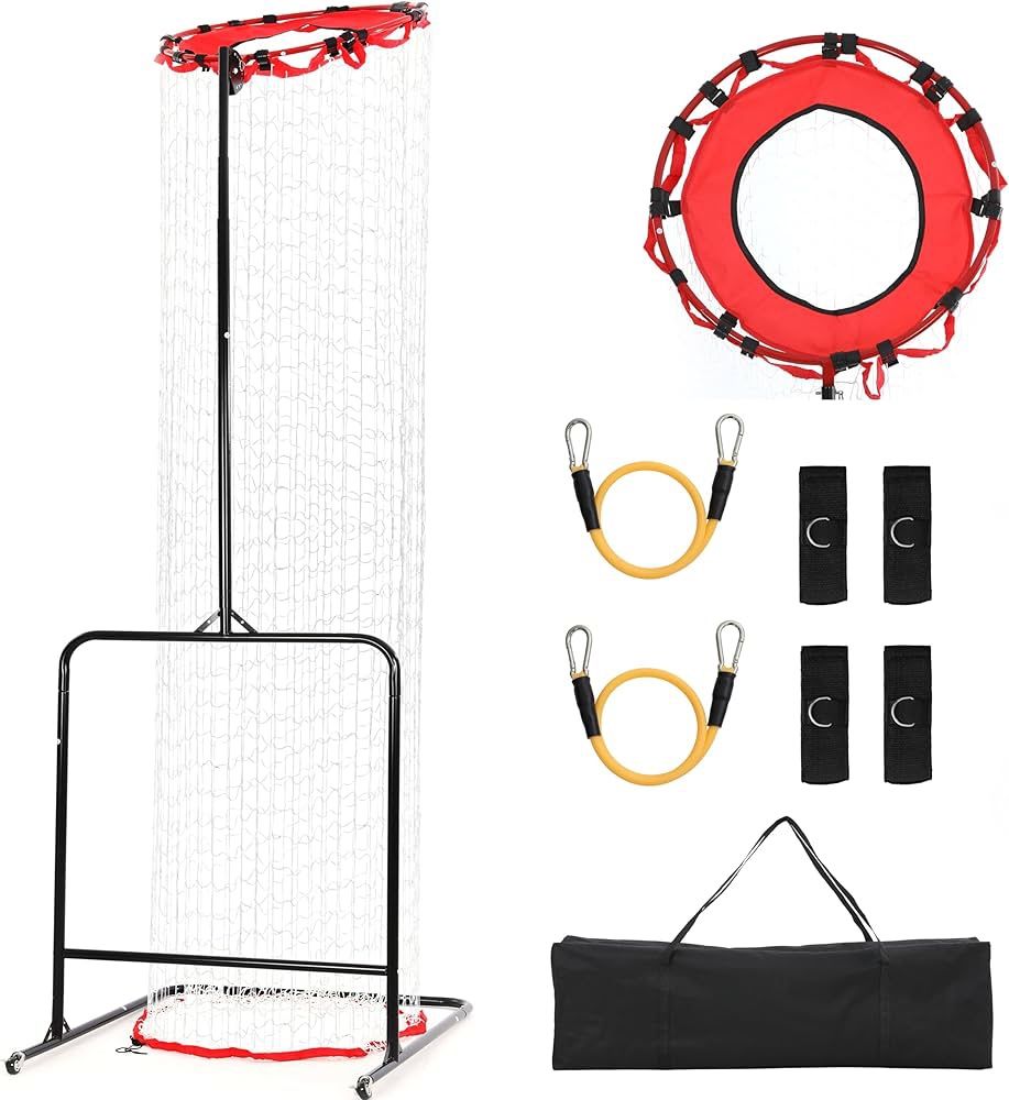 Volleyball Setter Training Equipment with Adjustable Height & Angle – Precision Target Hoop, Ball Collection Net, Wheels, Reinforced Frame + Bonus Res