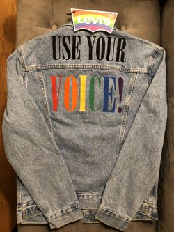 Levi's Pride USE YOUR VOICE! Denim Trucker Jacket for Sale in Los Angeles,  CA - OfferUp