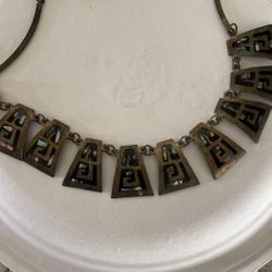 925 Mexico Sterling Silver Abalone Necklace 