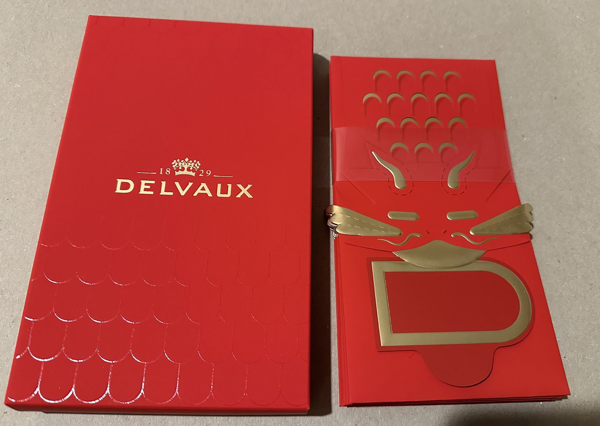 Delvaux Chinese New Year Red Envelope Tiger - Box of 7 pc - NEW - RARE