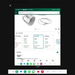 Set Of 2 - 14 Inch 25 Feet Non-Insulated Flex Air Aluminum Dryer Vent Hose HVAC Ducting, 14", Silver
