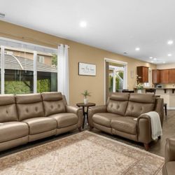 Malibu 3-piece Leather Power Reclining Set with Power Headrests – Sofa,  Loveseat,  Chair.