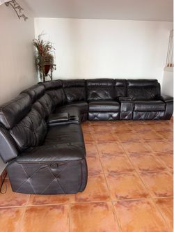 Rooms To Go Genuine Leather Reclining Sectional
