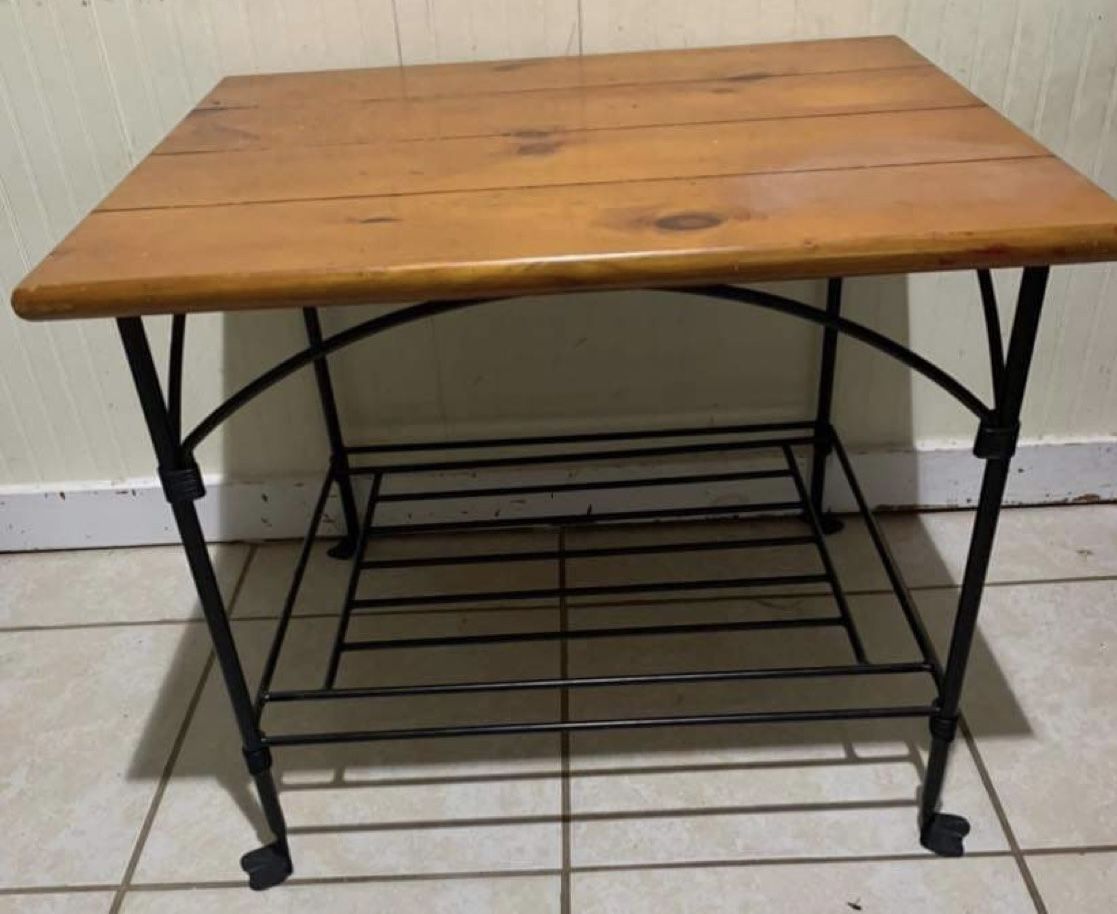 Vintage Wood And Metal Table