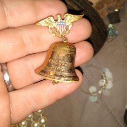 Vintage American Eagle And Liberty Bell Pin