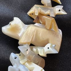 Onyx Carved Animal Fetish Necklace 