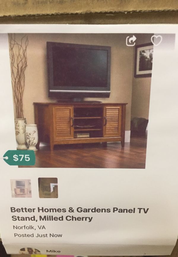Better Homes Gardens Panel Tv Stand Milled Cherry For In Norfolk Va Offerup